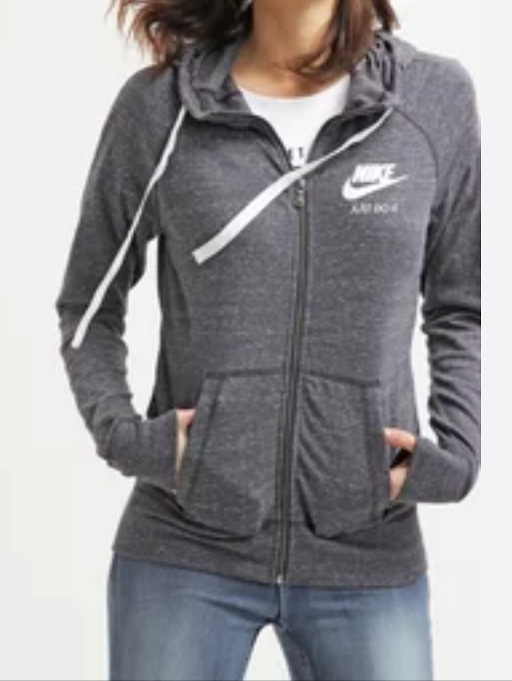 Nike Gray Zip-Up Hoodie Marl Grey Sweater